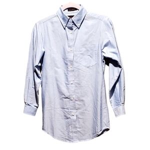 Ultra Club‎ Button Down Blue Shirt Cotton Blend Long Sleeve Pocket Size XS Women